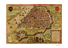 Vintage Map of Antwerp Belgium (1572)