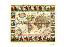 Vintage Map of The World (1652)