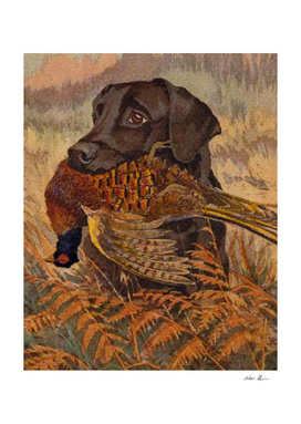 Chocolate Labrador Retriever Hunting Painting