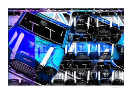 psychedelic blue sport car abstract background