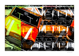 psychedelic orange sport car abstract background