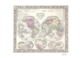 Vintage Map of The World (1864) 3