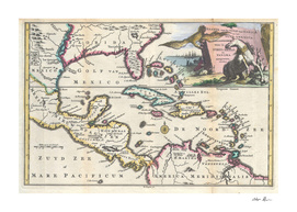 Vintage Map of The Caribbean (1747)