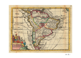 Vintage Map of South America (1747)
