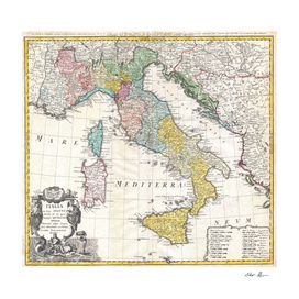 Vintage Map of Italy (1742)