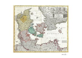 Vintage Map of Denmark (1730)