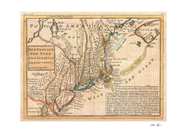 Vintage Map of New England (1729)