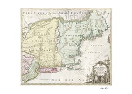 Vintage Map of New England (1716)