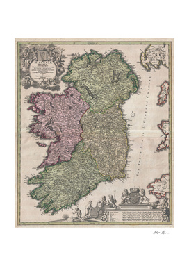 Vintage Map of Ireland (1716)