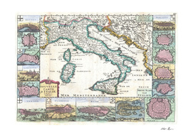 Vintage Map of Italy (1706)