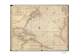 Vintage Map of The Atlantic Ocean (1683)