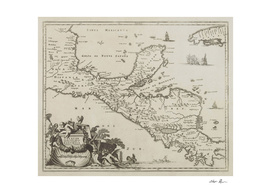 Vintage Map of The Yucatan Peninsula (1671)
