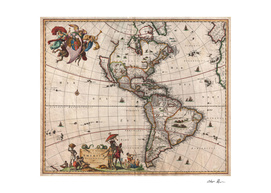 Vintage Map of North and South America (1658)