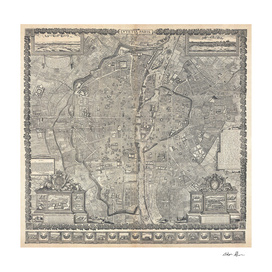Vintage Map of Paris France (1652)