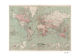 Vintage Map of The World (1918)