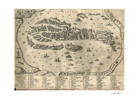 Vintage Map of Venice Italy (1573)