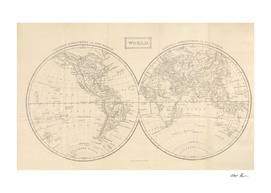 Vintage Map of The World (1857)