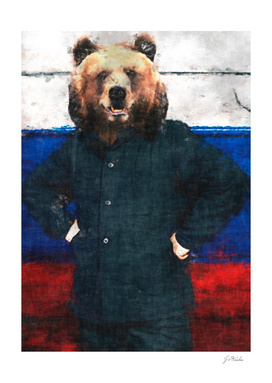 Russian bear with flag sketch