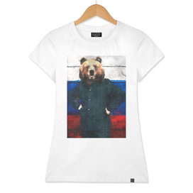 Russian bear with flag sketch