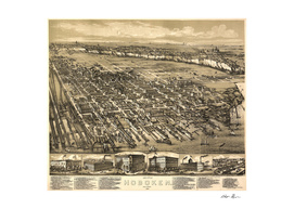 Vintage Pictorial Map of Hoboken New Jersey (1881)