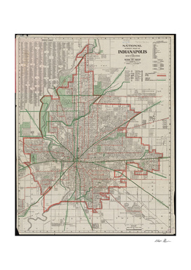Vintage Map of Indianapolis Indiana (1921)