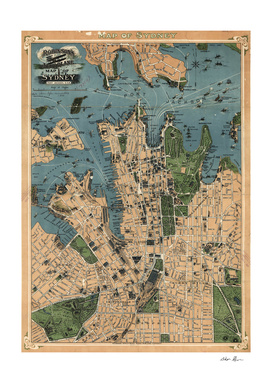 Vintage Map of Sydney Australia (1922)