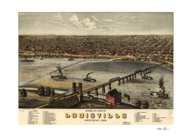 Vintage Pictorial Map of Louisville Kentucky (1876)