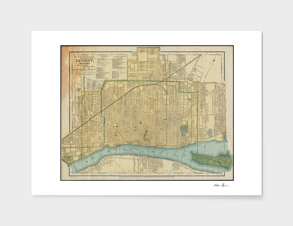 Vintage Map of Detroit Michigan (1895)