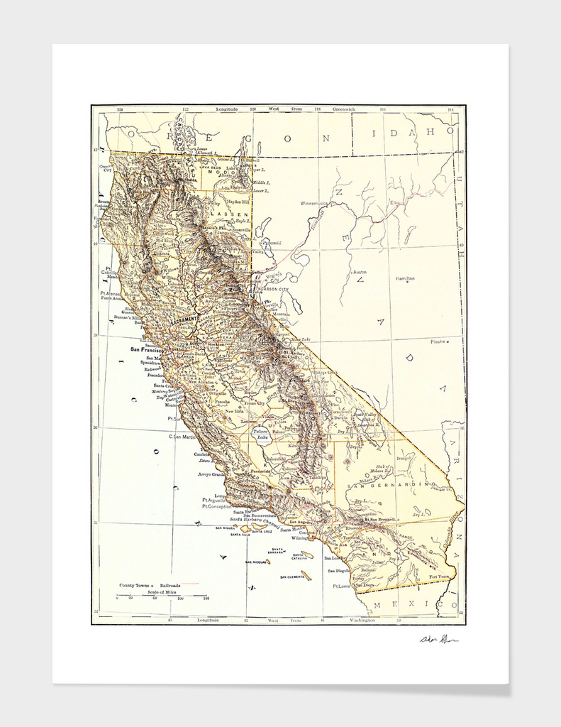 Vintage Map of California (1878)