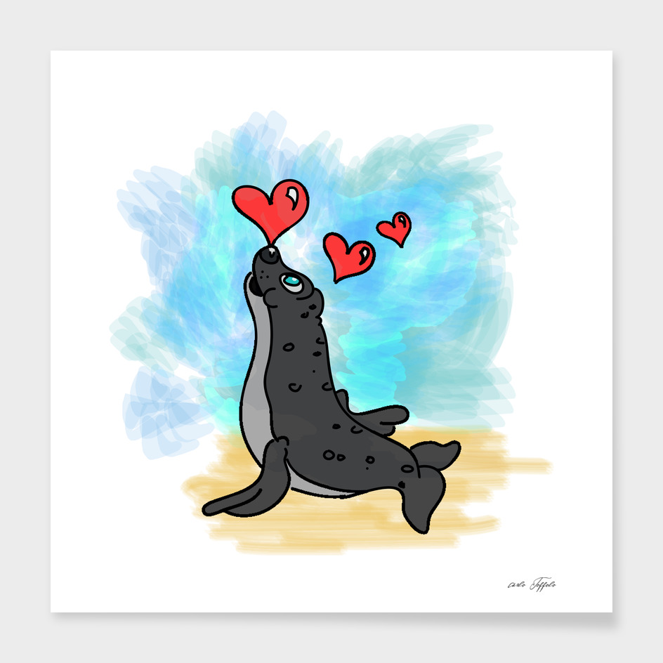 Seal with hearts