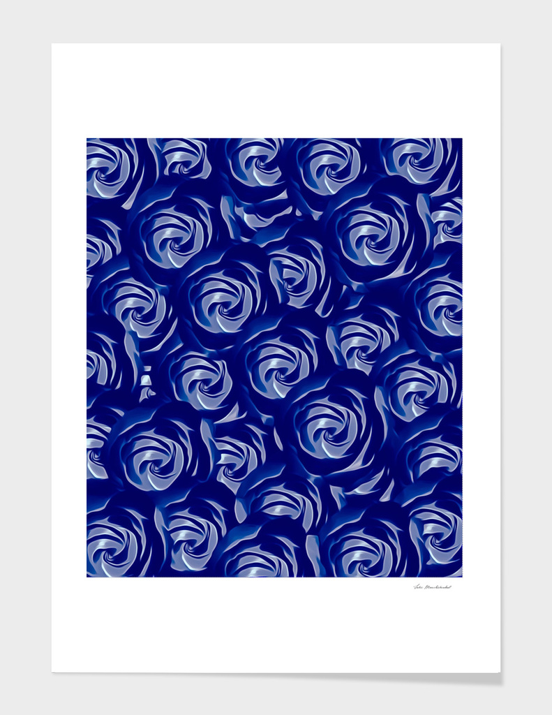 blooming blue rose pattern texture abstract background