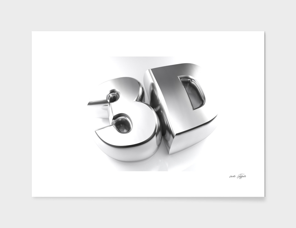 3D in chromed letters - 3D rendering