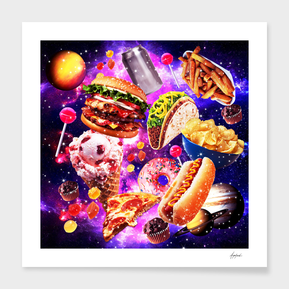 Junk Food Sparkly in Galaxy Space Cosmos for Hungry T