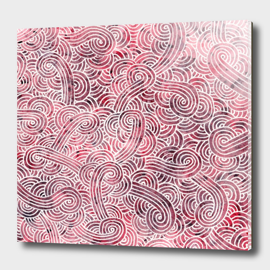 Burgundy red and white swirls doodle