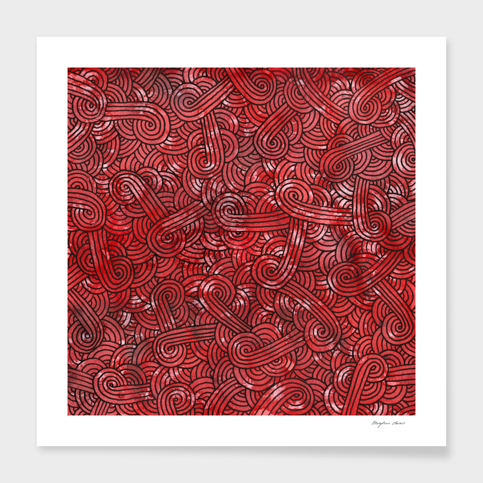Red and black swirls doodle