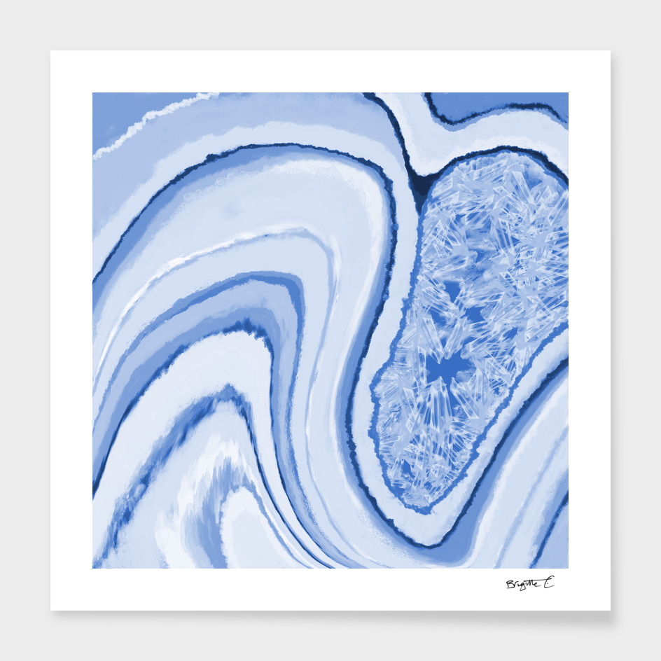 Blue Crystal Watercolor Effect Design