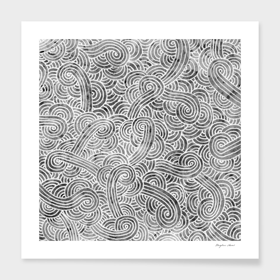 Grey and white swirls doodle