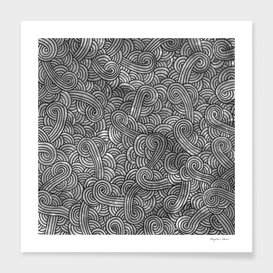 Grey and black swirls doodle