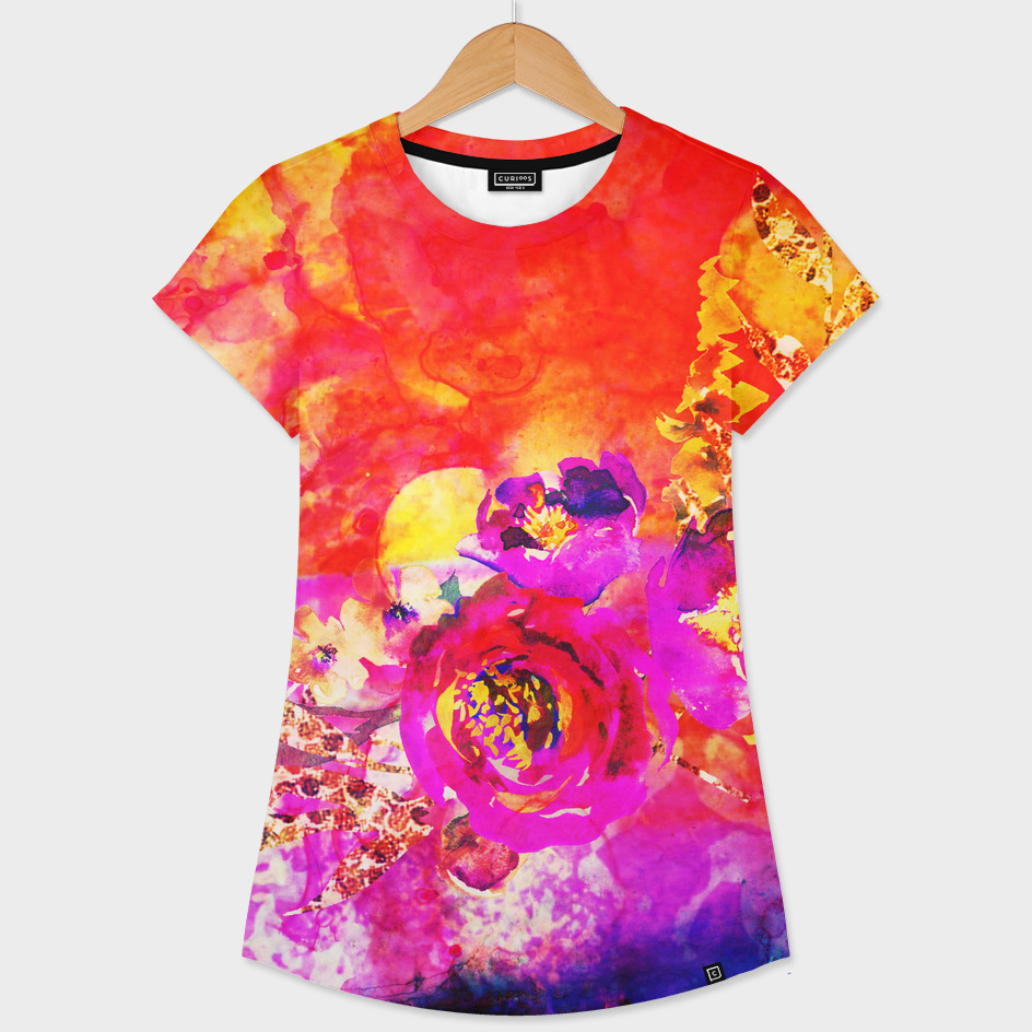 pink orange abstract floral
