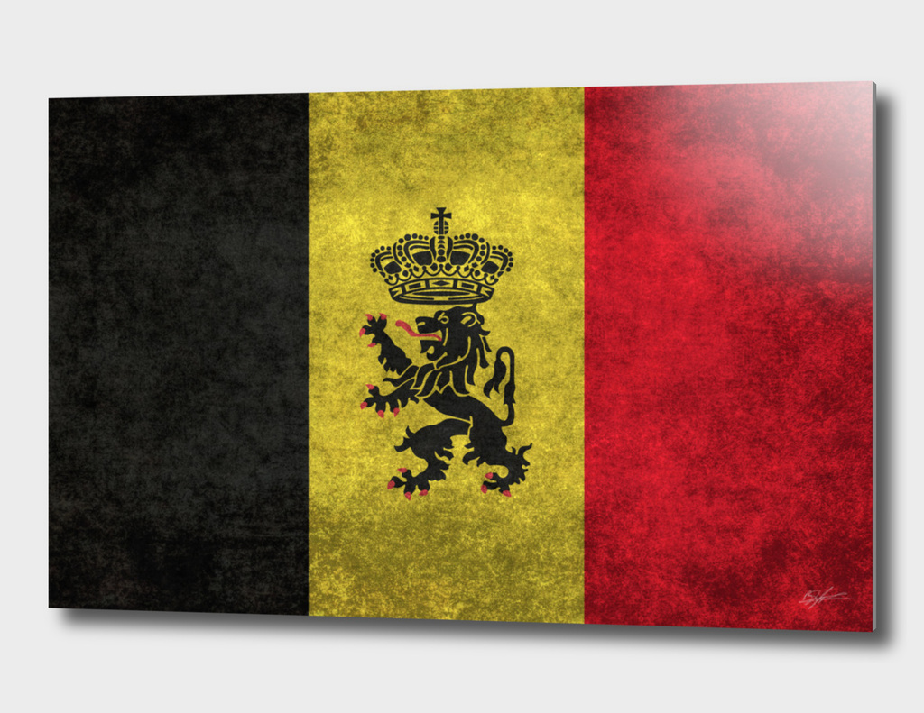 Flag of Belgium with Lion inset in Retro style