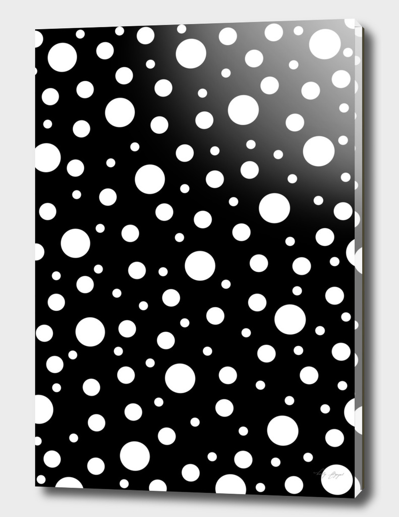 White on Black Polka dot Pattern