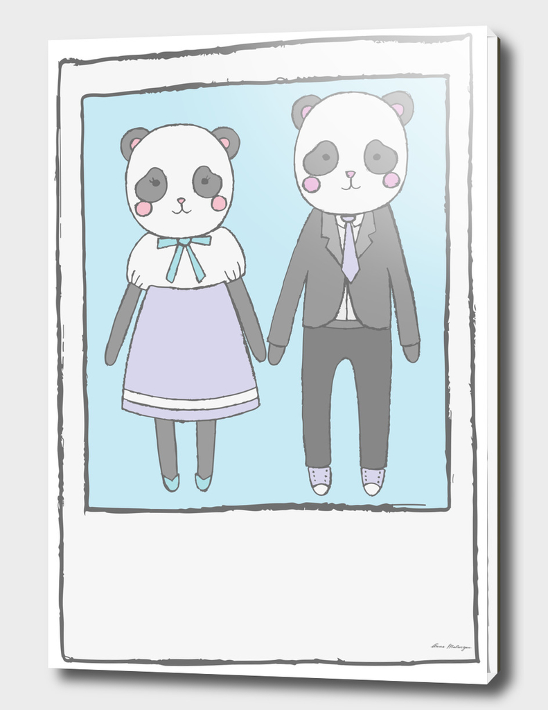 Pandas in love, with true love text