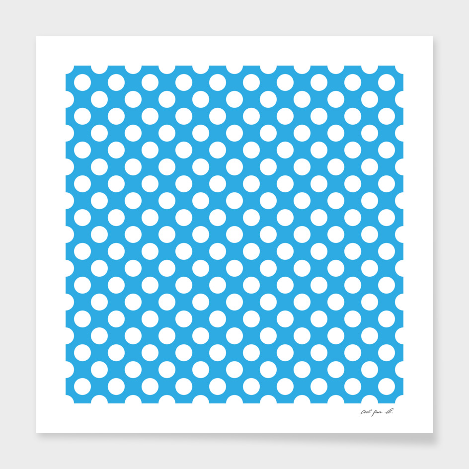 White Polka Dots with Blue Background