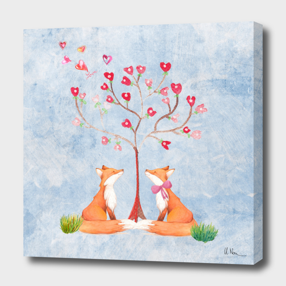 Foxes under the tree of love