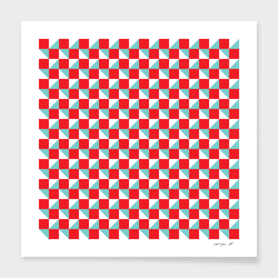 Red Aqua and White Geometric Pattern
