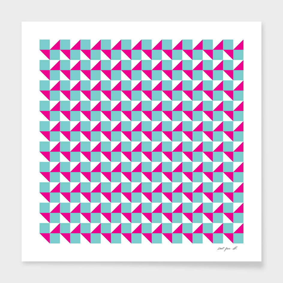 Aqua Pink and White Geometric Pattern