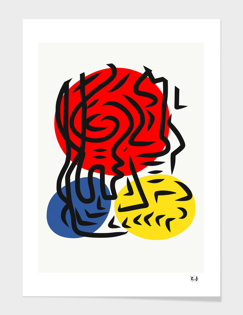 Abstract Street Graphic Red Blue Yellow Art