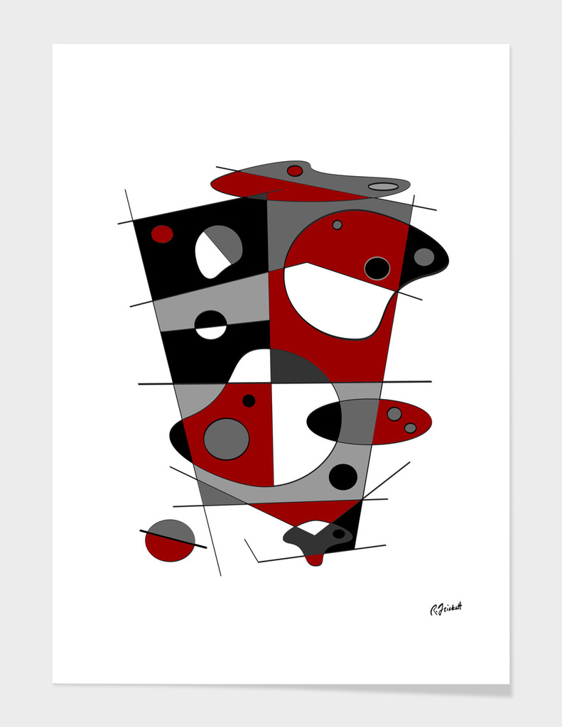 Abstract #36 in Red, Gray, Black & White