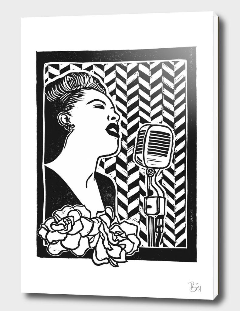 Lady Day (Billie Holiday block print blk)