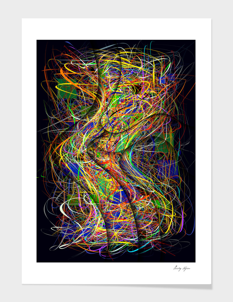 Colorful chaotic line art poster